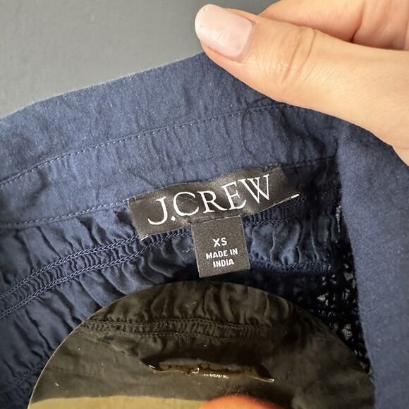 J.CREW Smocked Button-up Shirt Short Sleeve - Picture 6 of 8